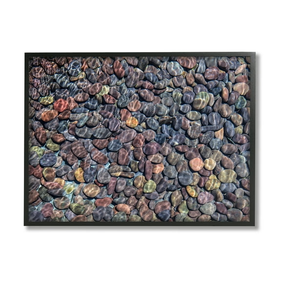 Stupell Ocean Ripples Underwater Pebbles Landscape Photography Black Framed Art Print Wall Art