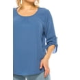 thumbnail image 5 of Women's Plus Size Casual Round Neck Top with Button Tab Sleeve Made in USA, 5 of 6