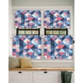 thumbnail image 2 of Blue Pink Abstract Short Blackout Curtains 24 Inch Long Geometric Modern Art Rod Pocket Kitchen Curtains, 2 Panels Thermal Insulated Room Darkening Drapes for Bedroom, 42"W x 24"L, 2 of 5