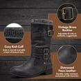 thumbnail image 3 of BLISSFUL STEP Women's Fashion Ankle Low Heel Shoes Daily Wear Winter Short Boots Black 11, 3 of 5