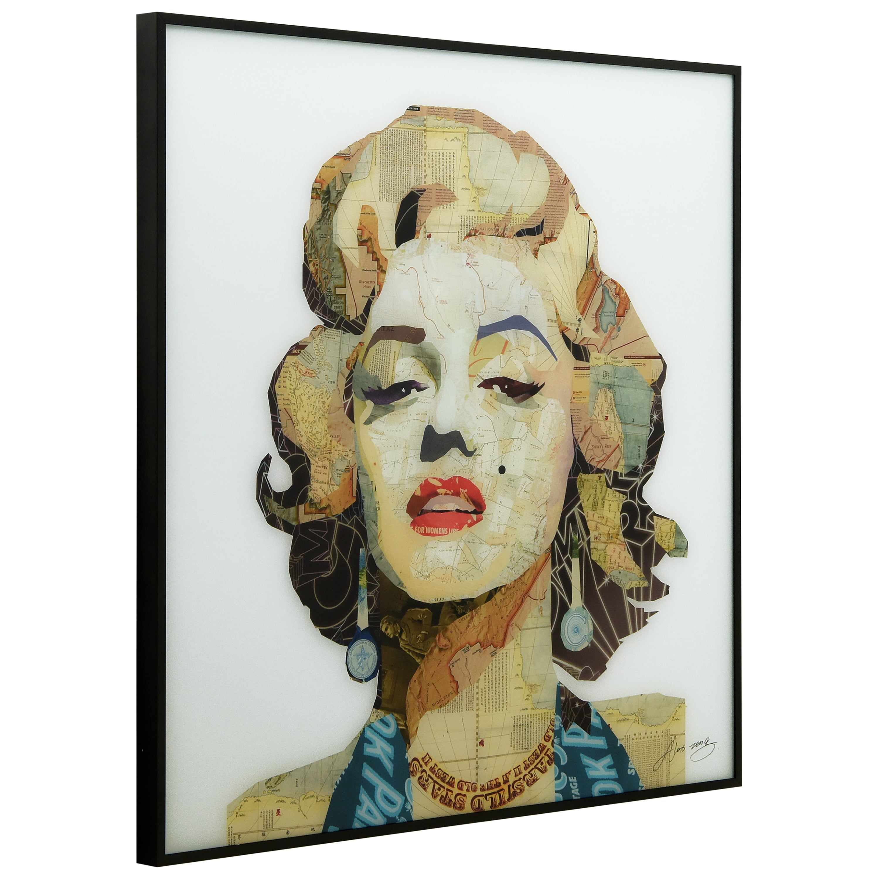Empire Art Direct Homage to Marilyn on Reverse Printed Art Glass and Anodized Aluminum Black Frame Wall Art, 24" x 24" x 1", Ready to Hang