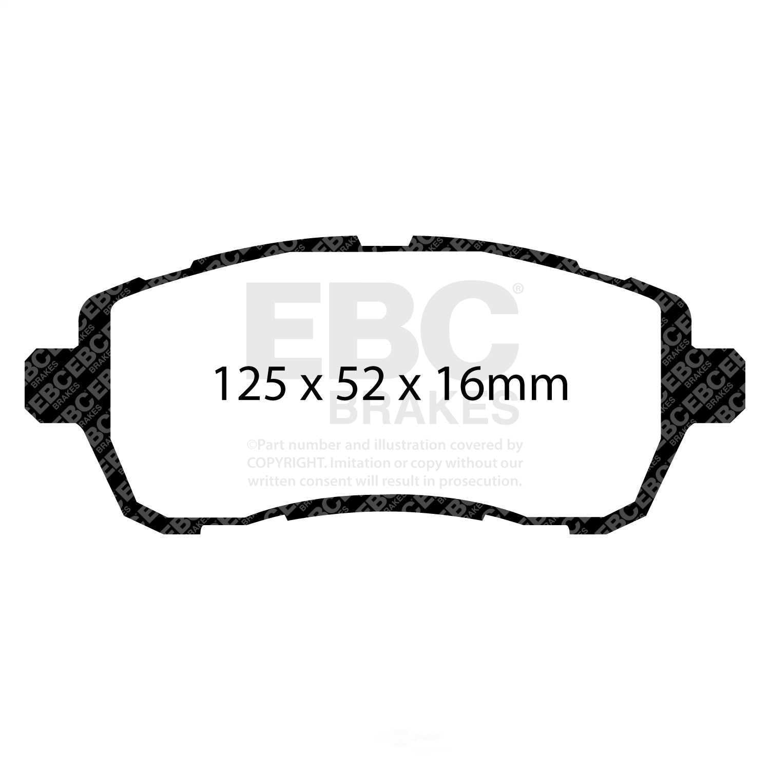 EBC Brakes DP42002R Yellowstuff Street And Track Brake Pads, FMSI Pad No. D1454 Vented 258mm Dia