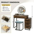 thumbnail image 4 of Costway Vanity Table Set 3-Color Dimmable Human Body Induction Light Charging Station Brown, 4 of 10