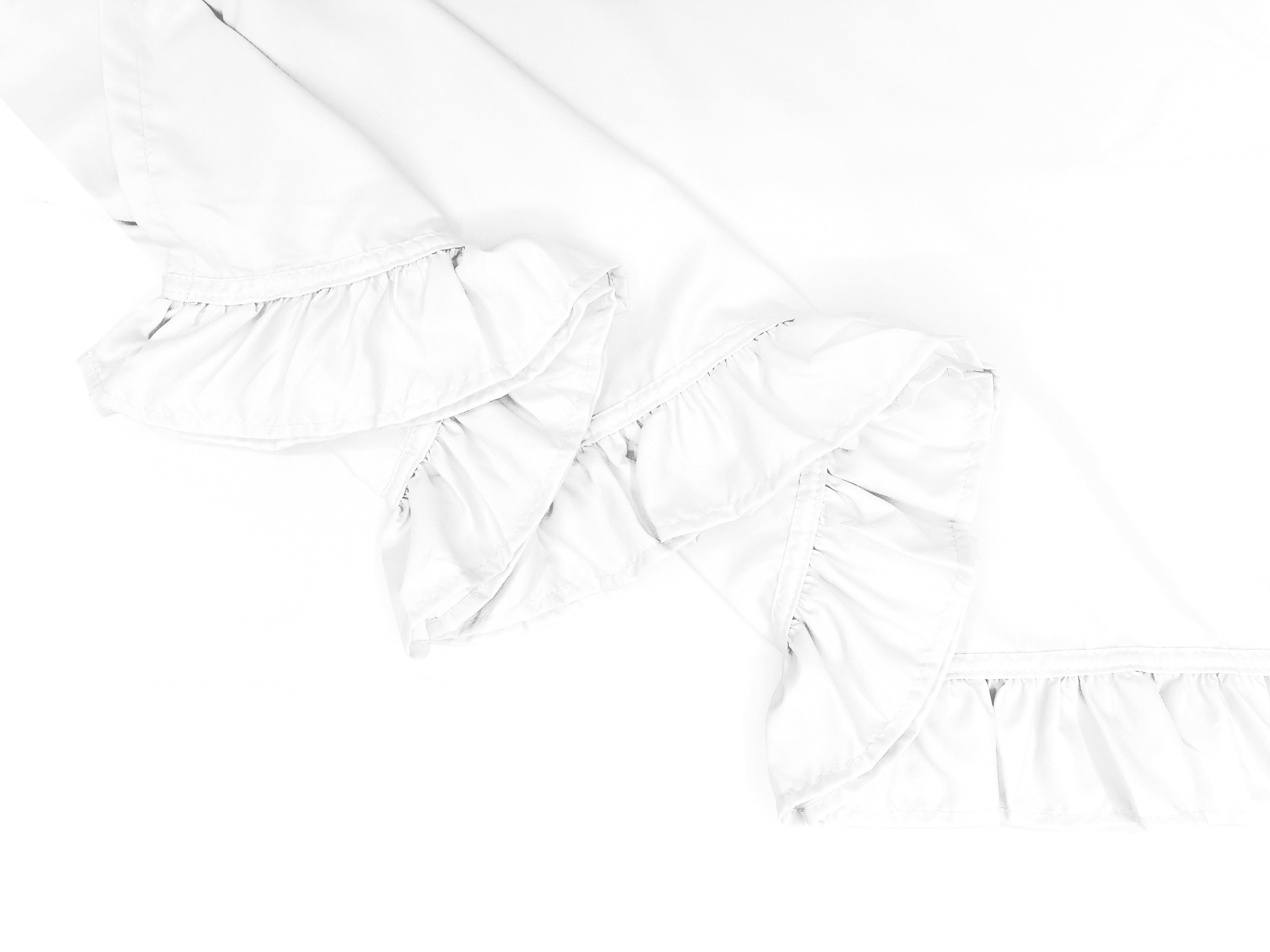 Simply Shabby Chic Solid Ruffle 4-Piece Soft Washed Microfiber Sheet Set, White, Queen