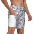 thumbnail image 3 of Goofa Unicorn DoingYoga Printed Men's Swim Trunks Board Shorts Quick Dry Mens Swimming Trunks with Compression Liner,Breathable Fit Hawaii Beach Shorts-X-Large, 3 of 9