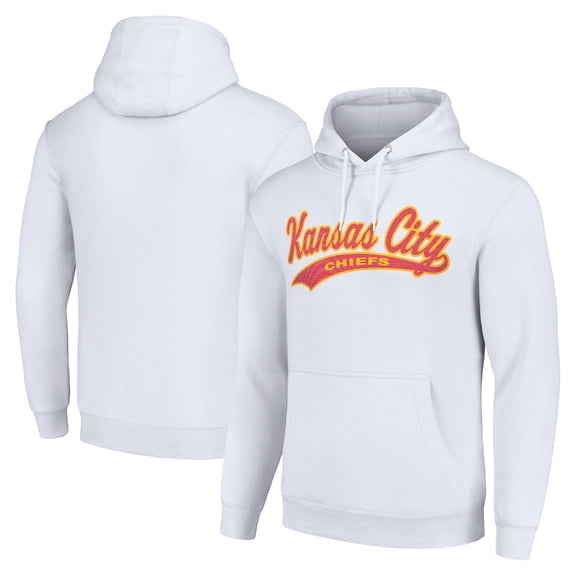 Unisex Starter White Kansas City Chiefs Tailsweep Pullover Hoodie