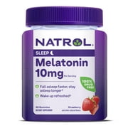 Natrol Melatonin Sleep Aid Gummies, Fall Asleep Faster, Strawberry, 10mg, 60 Count