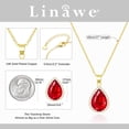 thumbnail image 3 of Linawe Red Crystal Ruby Pendant Chain Necklace for Women, Imitation Diamond 14K Gold Plated Necklace, Cubic Zirconia Birthstone Teardrop Rhinestone Necklace Wedding Jewelry Set, 3 of 6