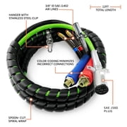 TORQUE Semi Truck Air Line Kit 15FT 3-in-1 ABS | Tractor Trailer Air Hoses