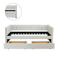 thumbnail image 6 of Aukfa Upholstered Twin Daybed with Storage Drawers, Bed Frame with Button Tufted and Nailhead Trim - Beige, 6 of 8