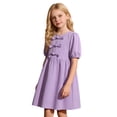 thumbnail image 4 of Girl Dresses Short Sleeve Flared Flowy Swing Dress Girls Vacation Outfits 5-6 Years, 4 of 4