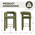 thumbnail image 5 of Dayalane 26" Counter Height Bar Stools Set of 2, Modern Velvet Barrel Barstools with Back and Armrests, Stainless Steel Gold Footrest for Kitchen Island, Green, 5 of 9