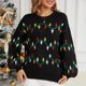 thumbnail image 5 of Suéter de invierno de moda para mujer, suéter informal con luces coloridas, suéter de punto con cuello redondo y manga larga bordado para Navidad, 5 of 5