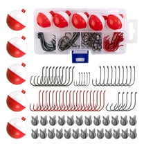 Dr.Fish Fishing Tackle Kit 80pcs Basic Fishing Hooks and Weights Assortment Included Baitholder Hooks Octopus Hooks Fishing Bobbers Split Shot Sinkers for Panfish Catfish Bass Freshwater with Box