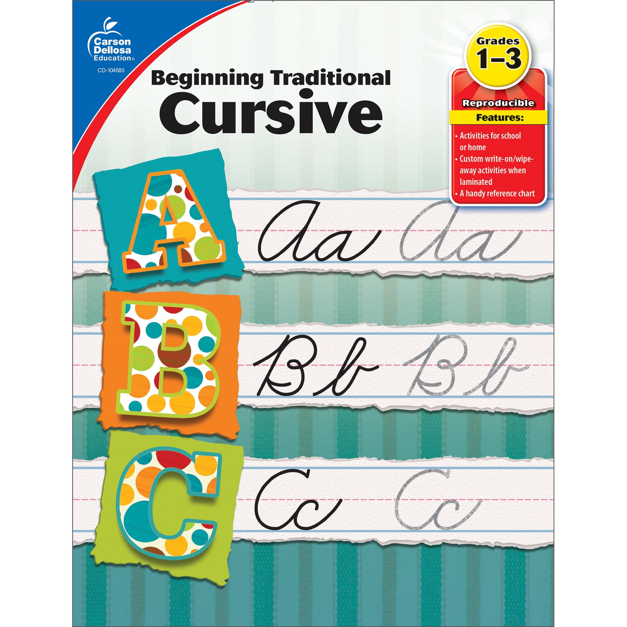 Carson Dellosa Beginning Traditional Cursive Workbook (32 pages) Grade 1-3
