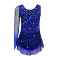 thumbnail image 4 of Freebily Robe de Danse Ballet Patinage Artistique à Manches Longues pour Filles avec Strass Bleu Marine 16, 4 of 6