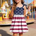 thumbnail image 2 of KPOPLK 4th of July Toddler Girl Outfit Dress Smocked USA Sleeveless Tie Strap Fouth of July Dresses Kids Patriotic Clothes(4-5 Years,Brick Red), 2 of 6