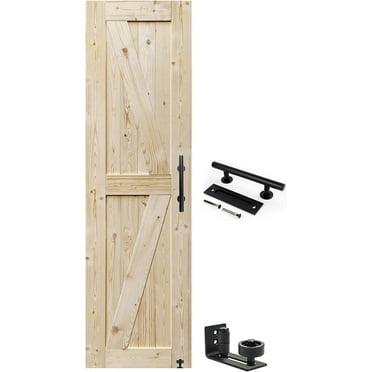 24 in. x 84 in. Barn Door, Unfinished British Brace Barn Door/Modern Style/Solid Wood/Sliding Door/A Simple Assembly is Required (24, Unfinished)