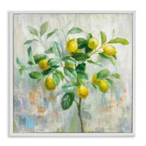 Stupell Industries Abstract Lemon Tree Branch Food & Beverage Painting White Framed Art Print Wall Art, 17 x 17