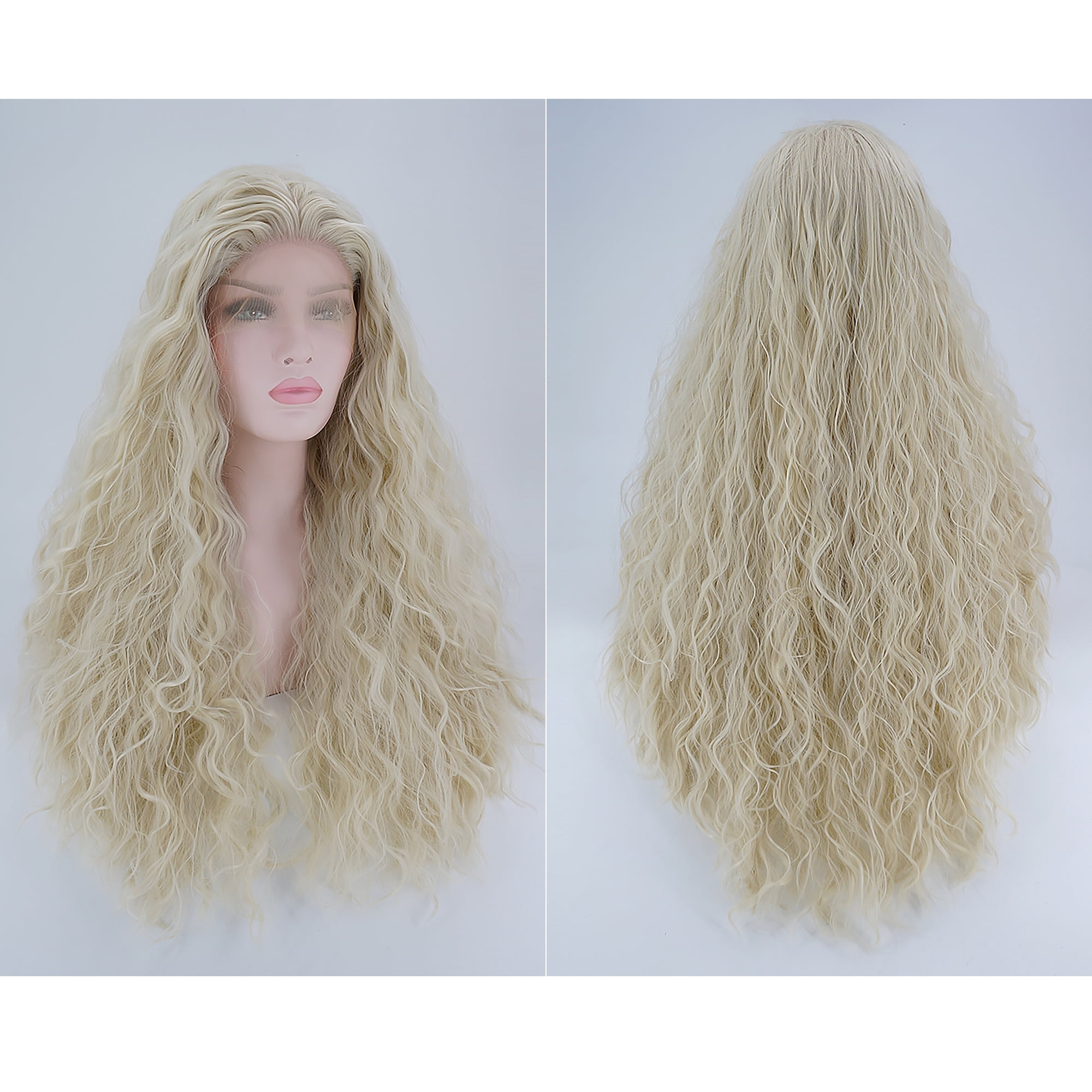 Unique Bargains Lace Front Lightweight Wigs Long Water Wave for Women Blonde
