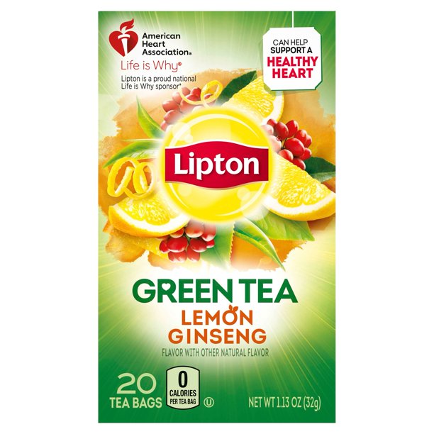 Lipton Green Tea, Lemon Ginseng, Can Help Support a Healthy Heart, Tea