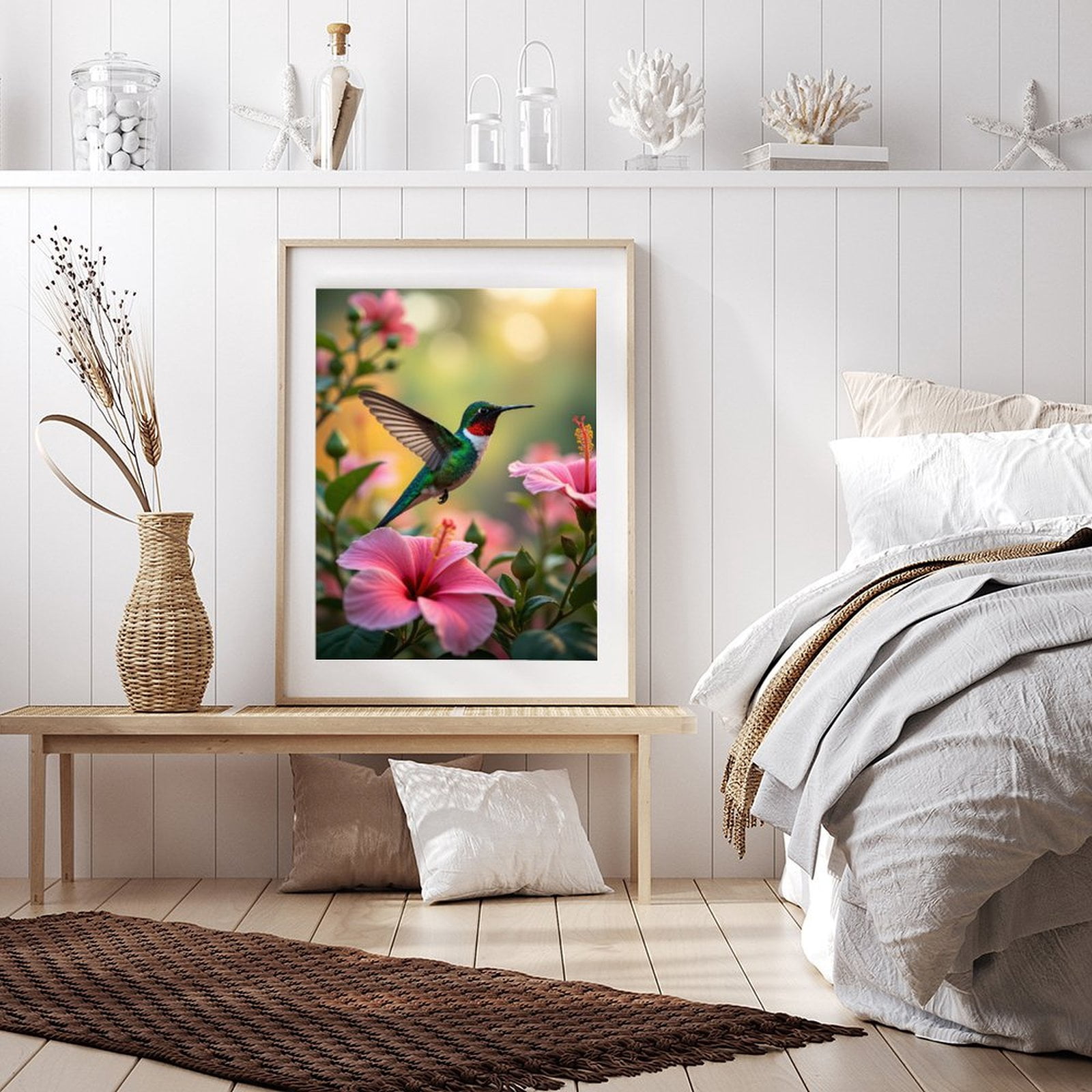 Diamond Art Kit for Adults, Hummingbird Among Pink Blossoms Diamond Painting for Adults Beginners, 5D DIY Diamond Art Painting Kits, Colorful Diamond Painting Craft for Home Decor 12x16