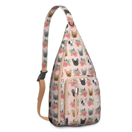 Artistic Dog Sling Bag - Dogs and Flowers Print (Multi-Pocket Organized  Adjustable & Waterproof)