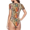 thumbnail image 4 of Daiia Funny Dogs Family print Women's Crew Neck Short Sleeve Bodysuit Fashion Tops Fit Casual Basic Extender Bodysuit-X-Large, 4 of 9
