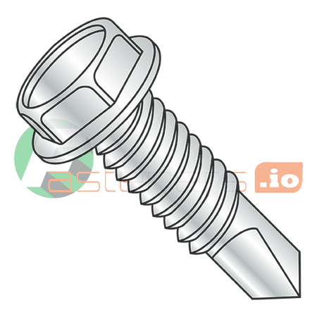 

10-32 x 1 Self-Drilling Screws / Unslotted / Hex Washer Head / Steel / Zinc / #3 Drill Point / Machine Screw Thread (Quantity: 3 500 pcs)