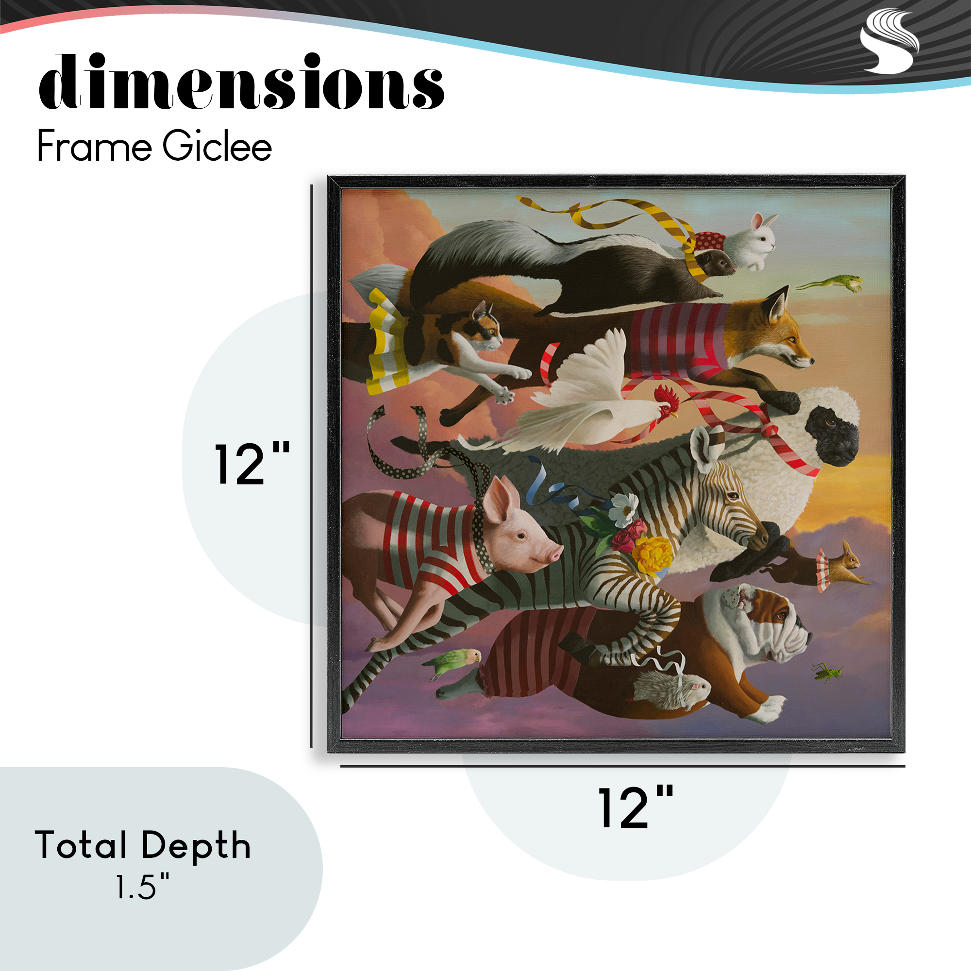 Thick As Thieves Animals Black Framed Giclee Art, design by Heather Gauthier