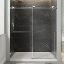 Rizoon Silver Stainless Steel Handle 60 In x 78 In, 10 Mm Thick Clear Sliding Shower Door 2 Pack
