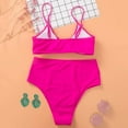 thumbnail image 7 of adviicd Womens High Waisted Bikini Set Tie Knot High Rise Two Piece Swimsuits Bathing Suits (Hot Pink,S), 7 of 7