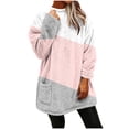 thumbnail image 5 of ZUKMRJPC Women's Flannel Sweatshirts Winter Warm Fleece Round Neck Fashion Color Block Long Pullover Soft Comfy Casual Tops with Pocket, 5 of 8