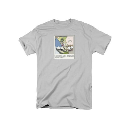 Regular Show Instant Picture Mens Short Sleeve Shirt (Silver,)