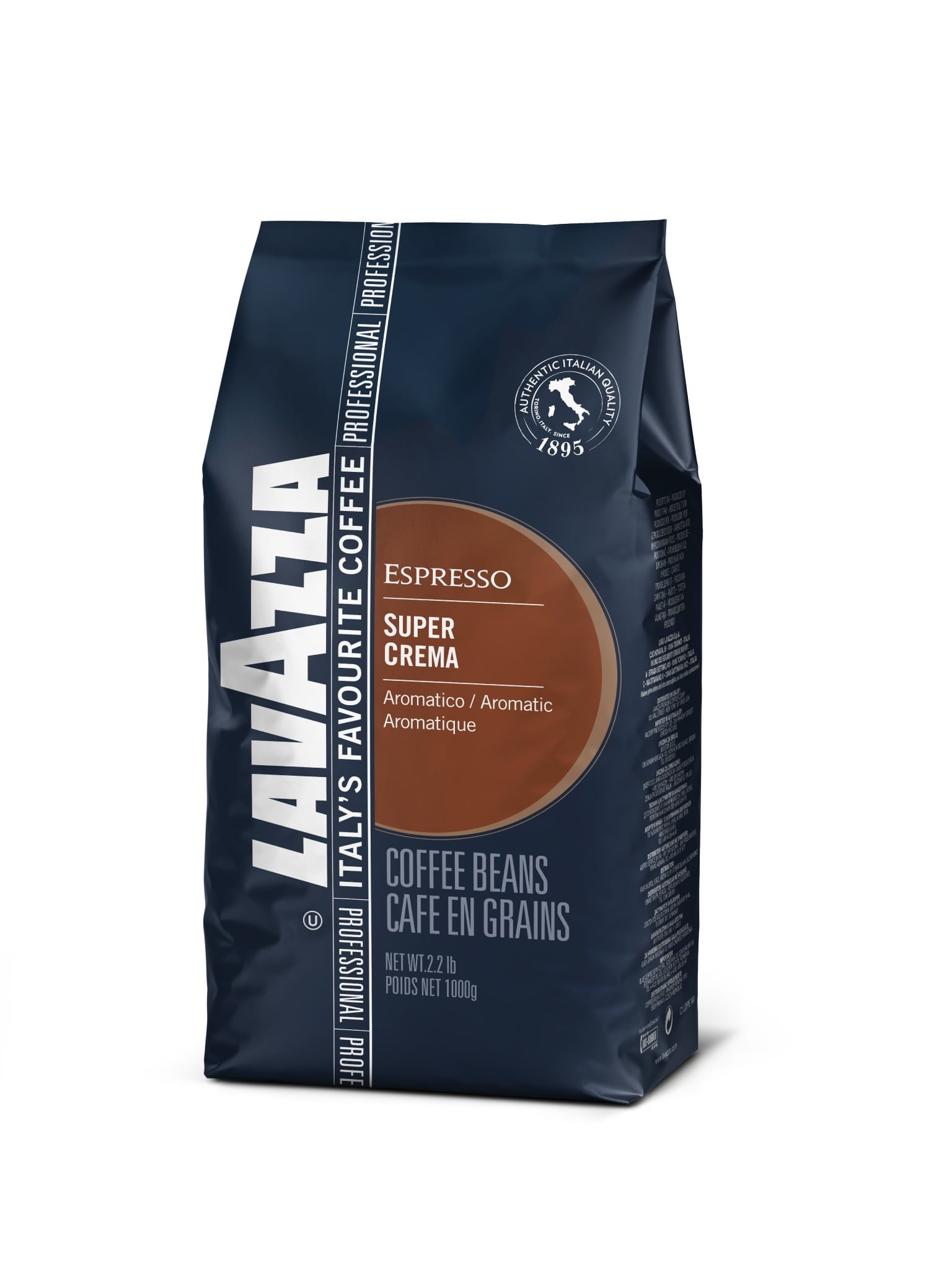 Lavazza Super Crema Whole Bean Espresso Coffee, 2.2lb Bag