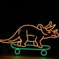 thumbnail image 3 of Handmadetneonsign Triceratops Dinosaur Skateboarding Neon Sign, Skateboard Wall Art Decor, Skateboard Player Room Wall Decor, 3 of 5