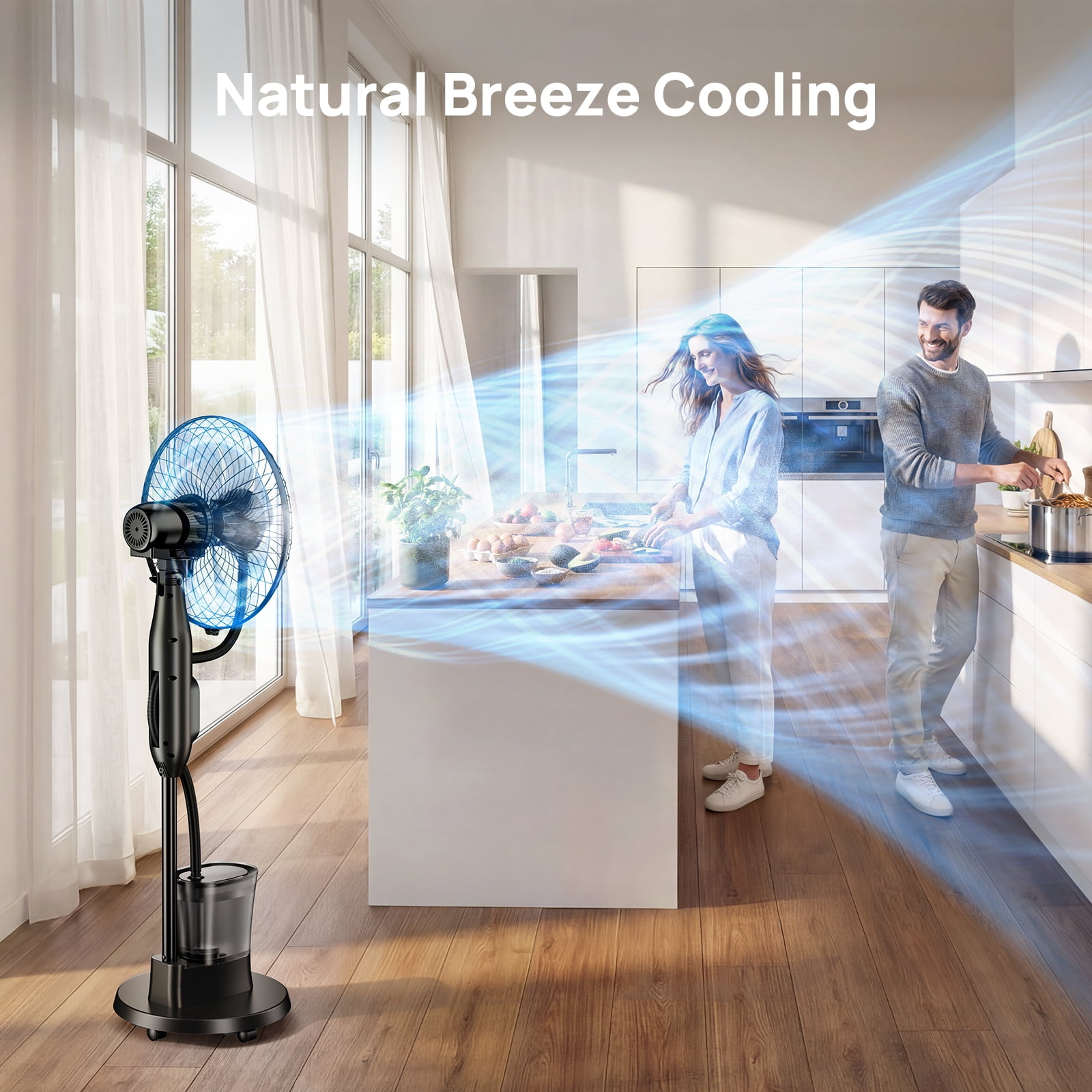 Pedestal Misting Fan, Mist Fan Mister Cooling Fan with 2.6L Large Water Tank, 9 Speeds Misting Standing Fan, Floor Fan with Remote for Home Bedroom Patio Outdoor
