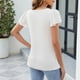 thumbnail image 4 of Camiseta Casual de Color Sólido Plisada en el Pecho 95% Poliéster 5% Spandex, Nueva Camiseta de Manga de Encaje para el Uso Diario, 4 of 8