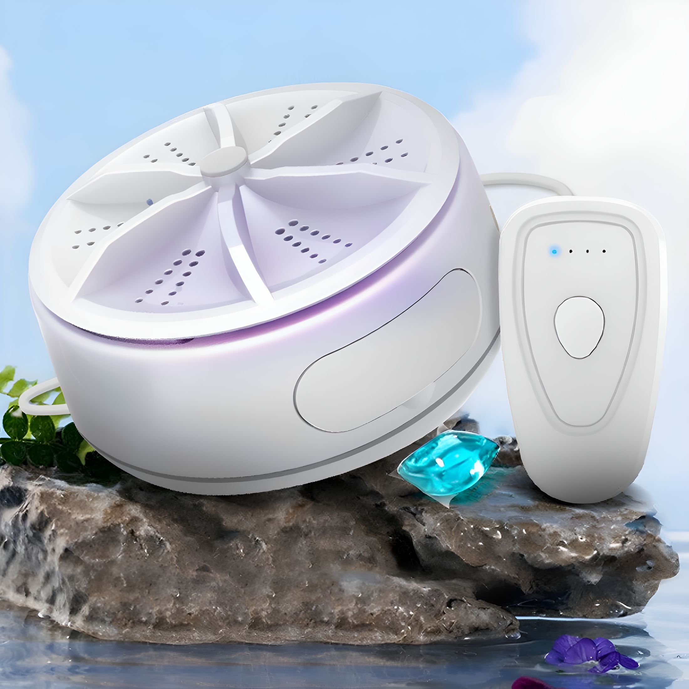 HIBIBUD 2026 New Mini Washing Machine 4 Mode Ultrasonic Turbine Washer Small Ultrasonic Washing Machine Silent Operation Portable Washer Machine with Detergent Storage Design for Home Travel Camping