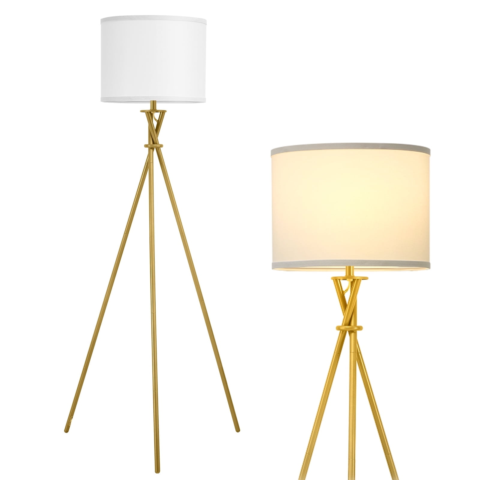 NATYSWAN 61" Gold Tripod Floor Lamp with White Shade photo 8