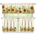 thumbnail image 1 of Fall Kitchen Curtain and Valance Set Yellow Sunflower Thanksgiving Cafe Bar Window Curtains Bright Floral Light Filtering 24" Length Tier and Valance for Farmhouse Country 3 Pcs Window Curtain, 1 of 5