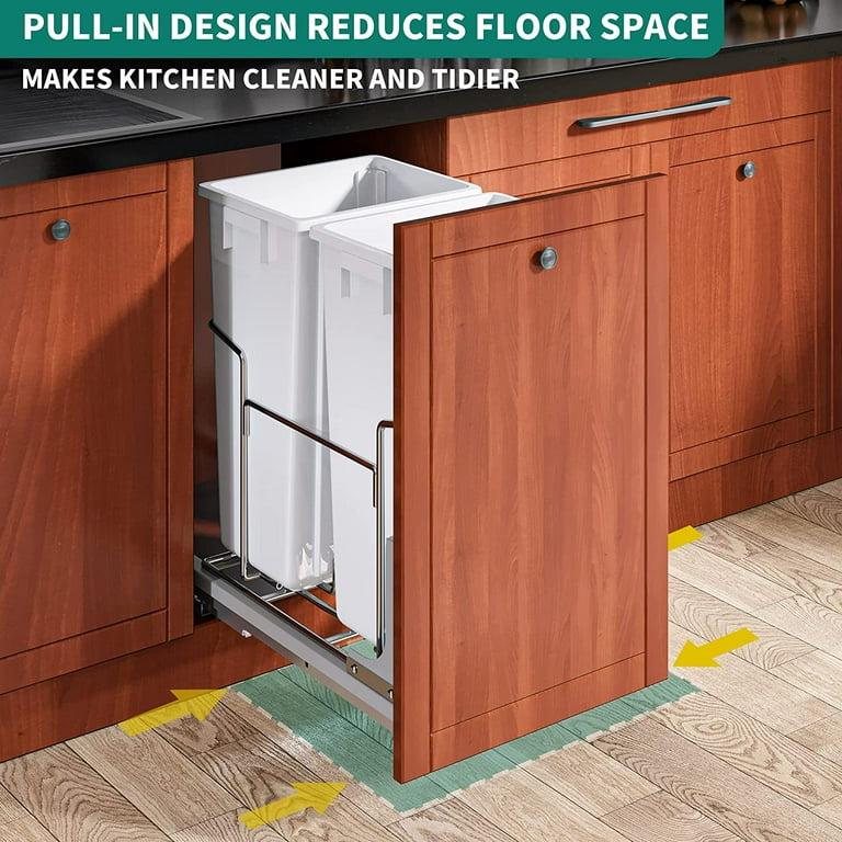 Wastebasket Cabinet - Pull-out Storage for Trash & Recycling