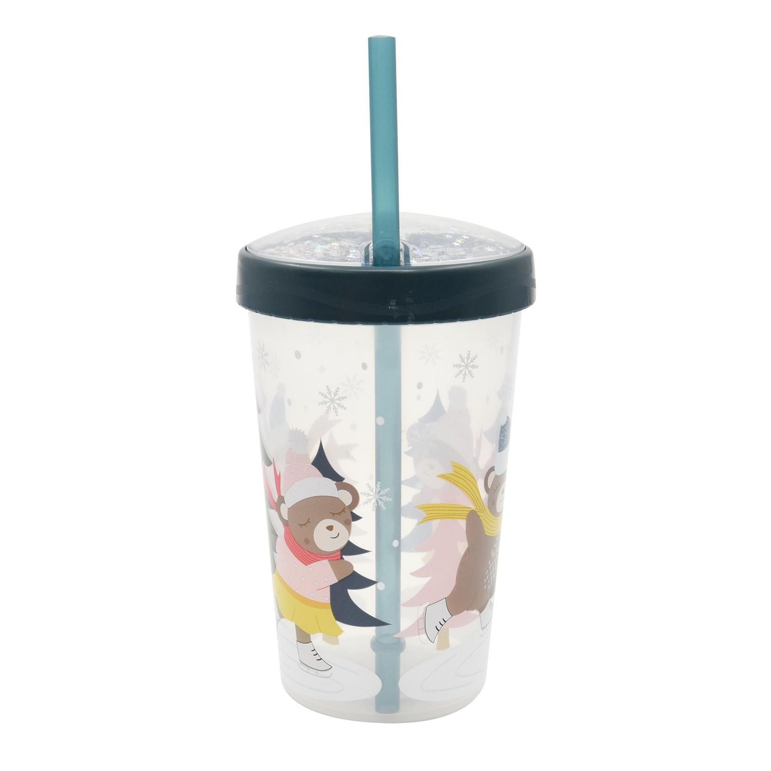 Gobelet à paille en plastique bleu Holiday Time, 8,9 cm x 8,9 cm x 18 cm, 1 pièce