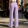 thumbnail image 4 of Pants for Women with Pockets 100% Cotton Fashion Elastic Waist Casual Straight Leg Pants, 4 of 6