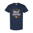 thumbnail image 3 of Gildan Men Merry Christmas Crew Neck Graphic T-shirt, Short Sleeve Christmas Printed Tee, Navy, L, 3 of 5