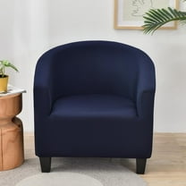 Solid Color Stretch Sofa Slipcover Loveseat Cushion with Arms and Seat Chair Covers Armchair Slipcovers for Bedroom Living Room Dark Blue