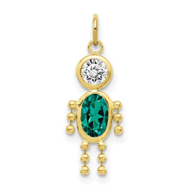 Collier Pendentif Pierre de Naissance Garçon en Or Jaune 10k