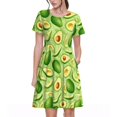 thumbnail image 1 of Balery Green Avocado Vestidos sueltos de manga corta para mujer, vestidos de verano 2025, vestidos casuales de corte A con vuelo., 1 of 6