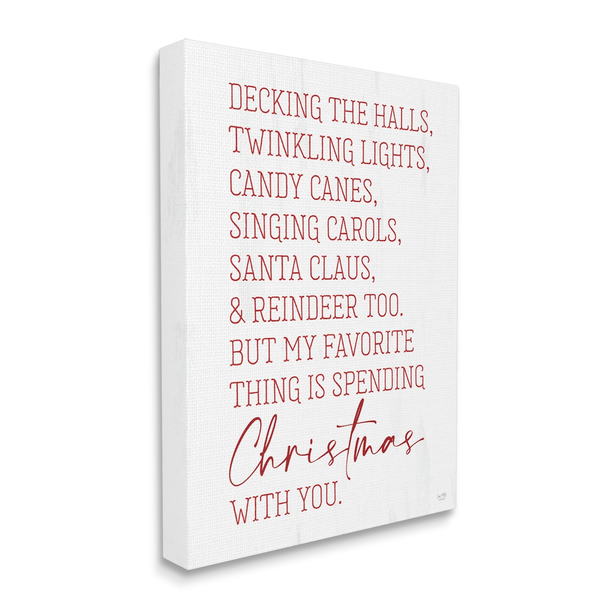 Loving Christmas Typography Quote Romantic Red Text Inspirational Graphic Art Gallery-Wrapped Canvas Print Wall Art