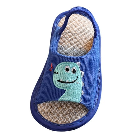 

nsendm Children Slippers Children Linen Slippers Indoor Home Cotton And Linen Soft Sole Slippers Gladiators for Girls Sandal Dark Blue 2.5 Years